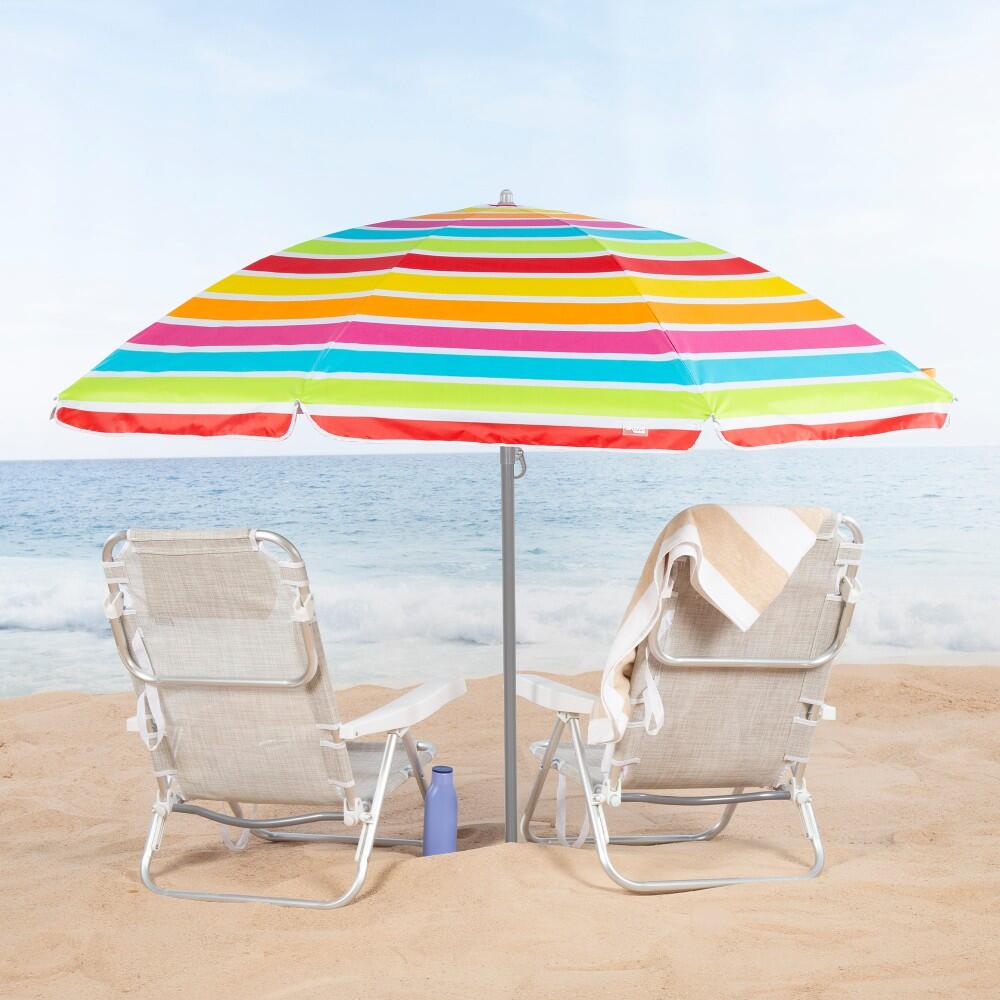 Parasol de plage 8 mâts 200 cm couleurs rayées Aktive 2/7