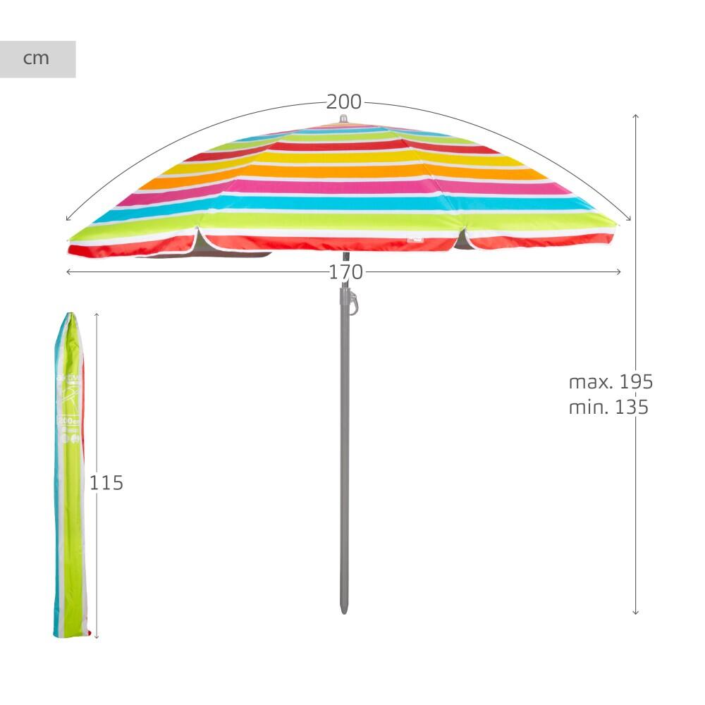 Parasol de plage 8 mâts 200 cm couleurs rayées Aktive 4/7
