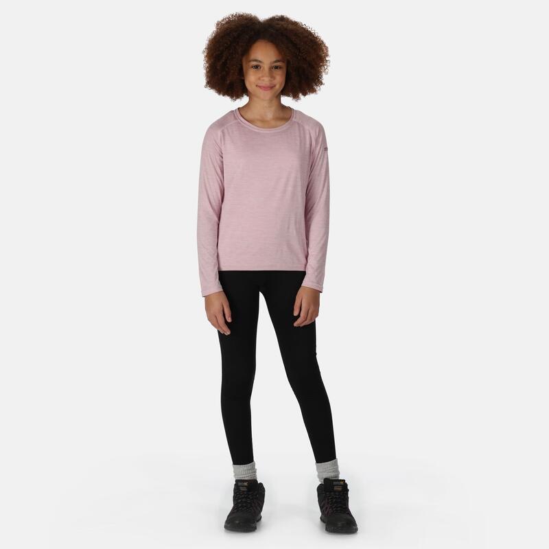 Regatta Junior Burlow t-shirt de randonnée enfant manches longues rose