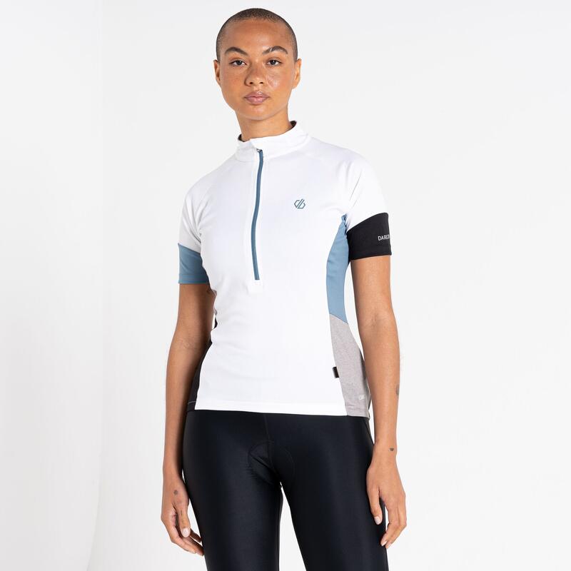 Compassion II Maillot de fitness zippé à moitié pour femme - Blanc