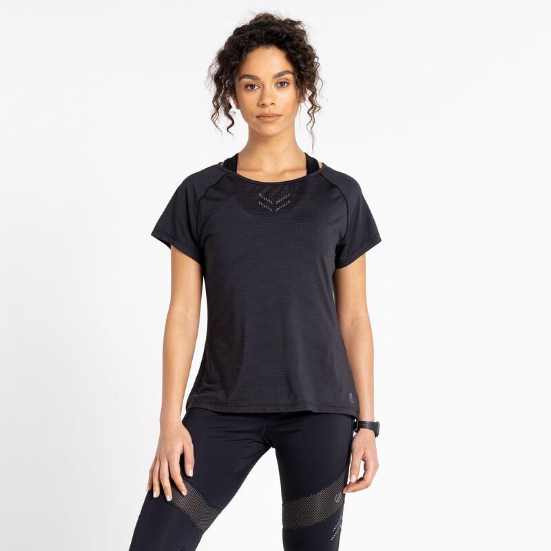 Crystallize fitness-T-shirt met korte mouwen voor dames - Zwart