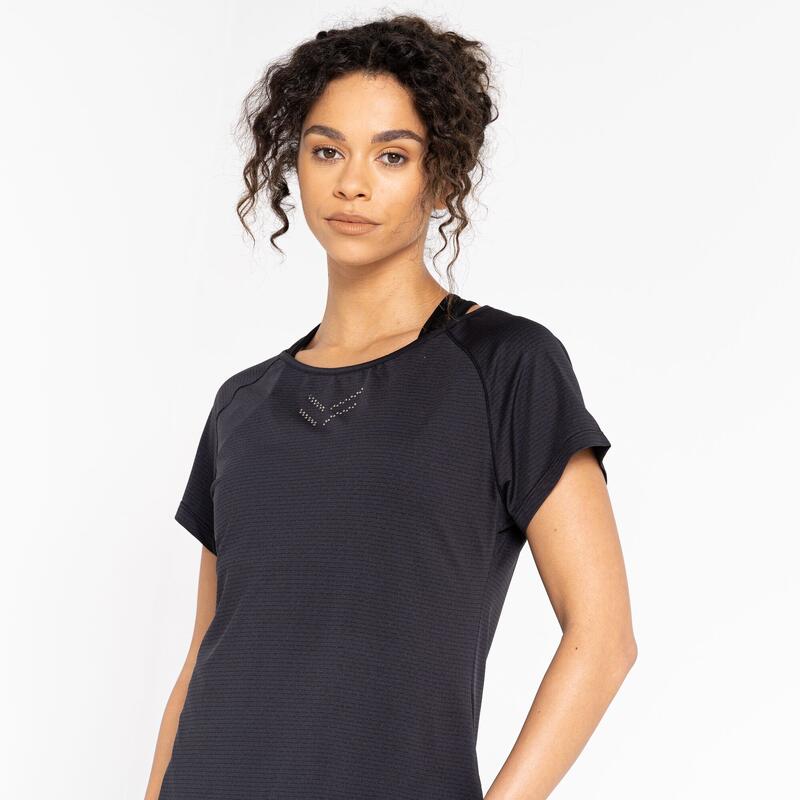 Crystallize Kurzärmeliges Fitness-T-Shirt für Damen - Schwarz