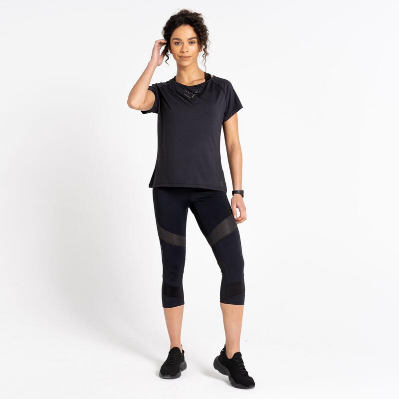 Crystallize fitness-T-shirt met korte mouwen voor dames - Zwart