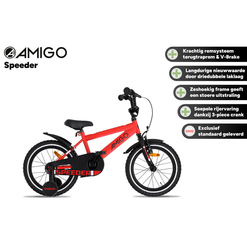 AMIGO Vélo garçon Speeder 16 Pouces 27 cm Garçon Frein à rétropédalage