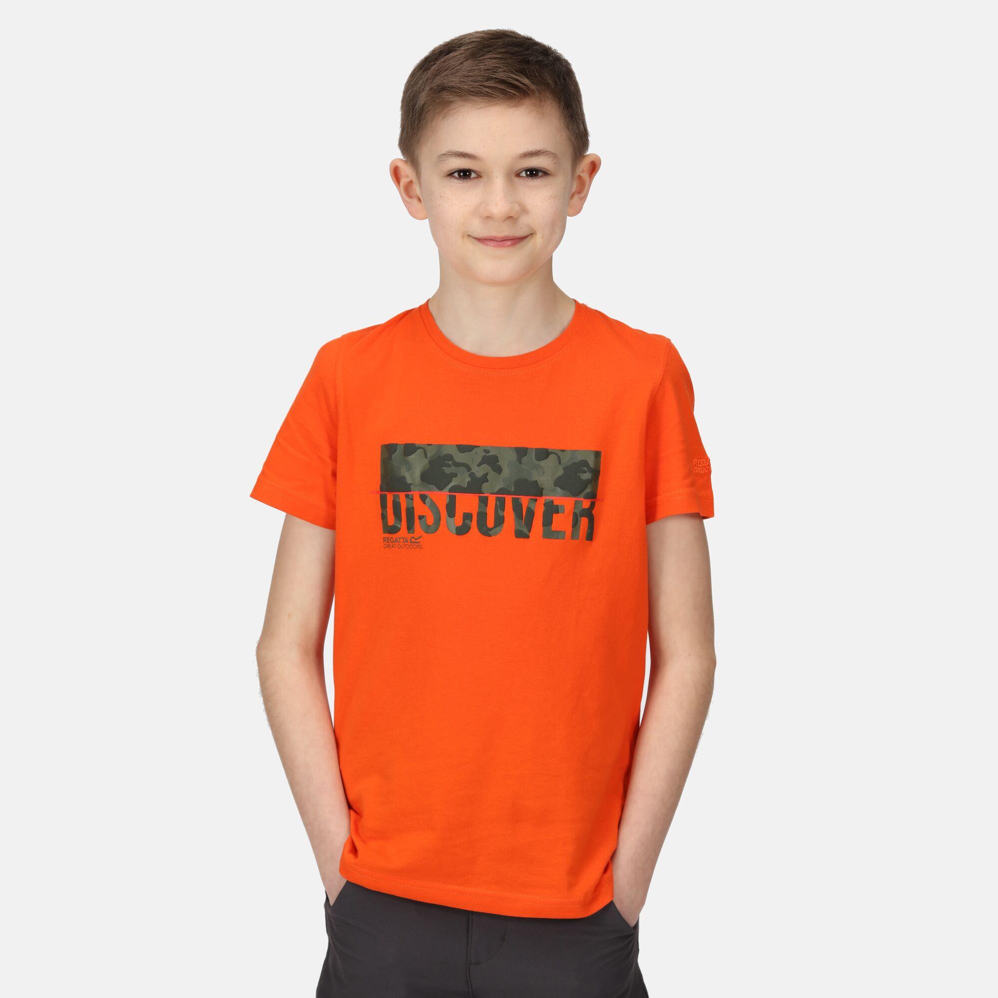 REGATTA Bosley V Kids Walking Short Sleeve T-Shirt - Magma