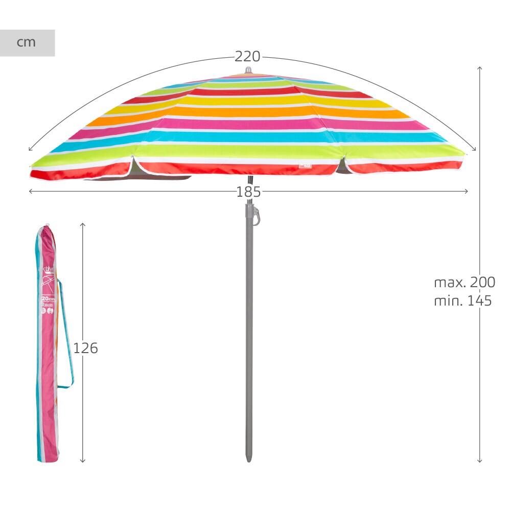 Aktive Parasol inclinable rayures multicolores 220 cm UV50 4/7