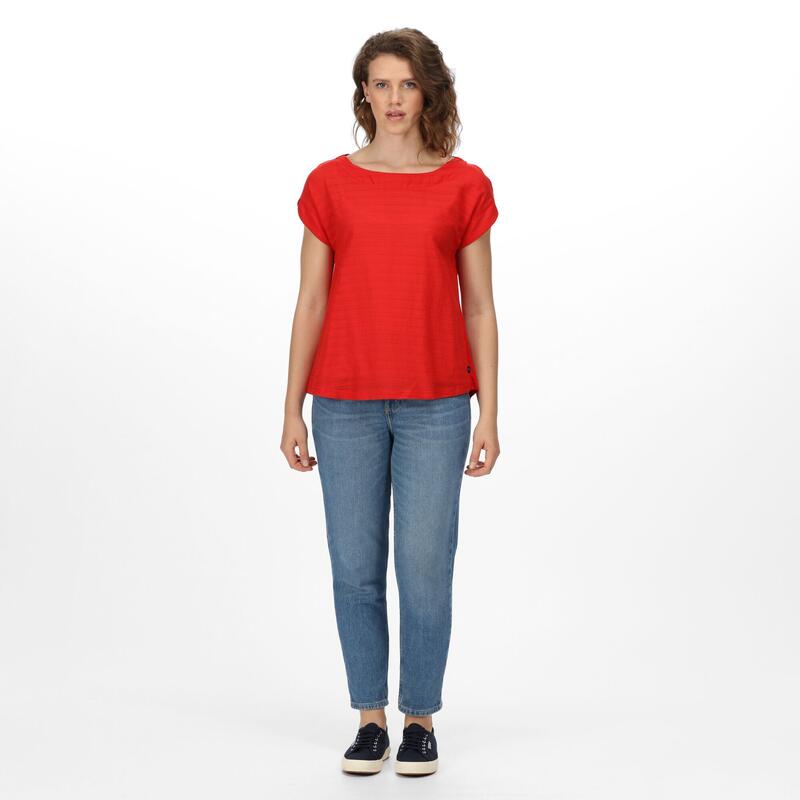 Adine Kurzärmeliges Fitnessshirt für Damen - Leuchtendes Rot