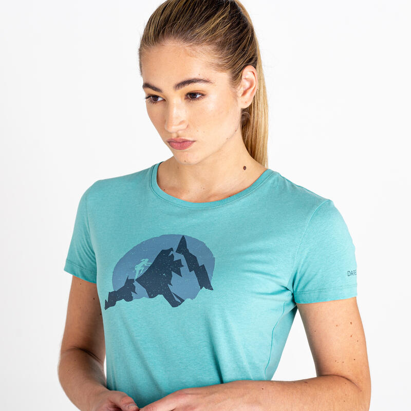 Peace of Mind Kurzärmeliges Fitness-T-Shirt für Damen - Blau