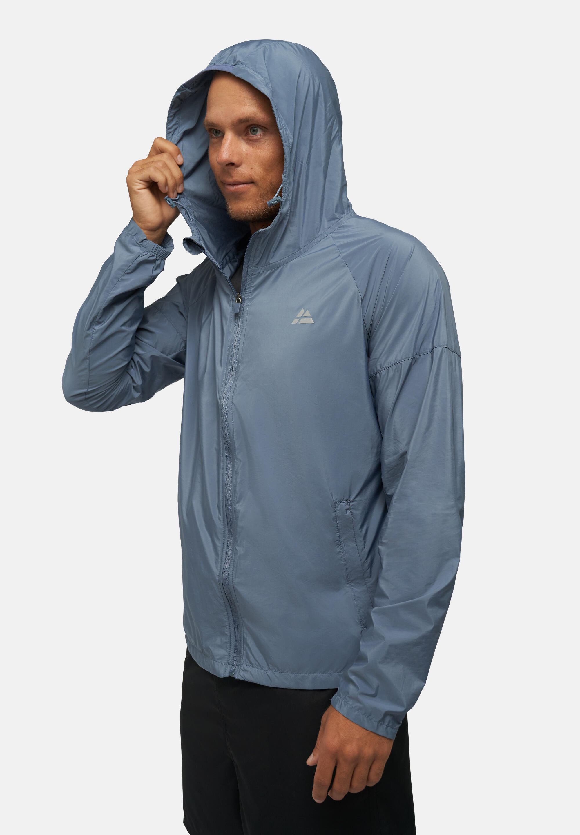 Windjacke Herren Windbreaker Laufjacke mit Kapuze hellblau 5/5