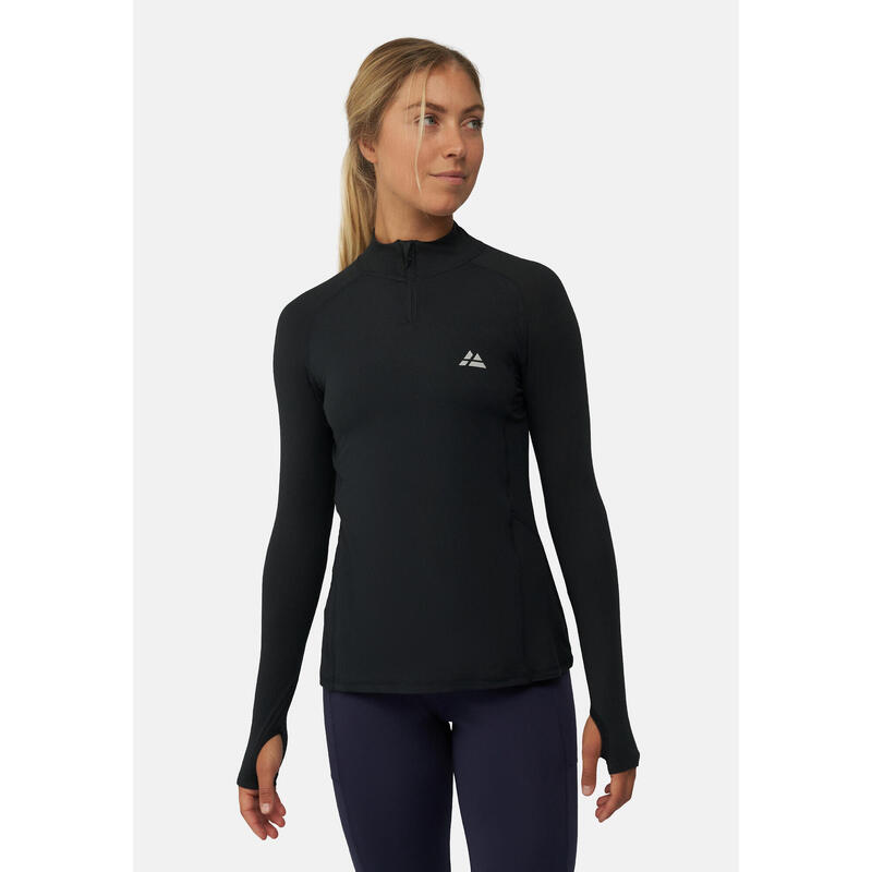 Langarmhemd Half Zip schwarz