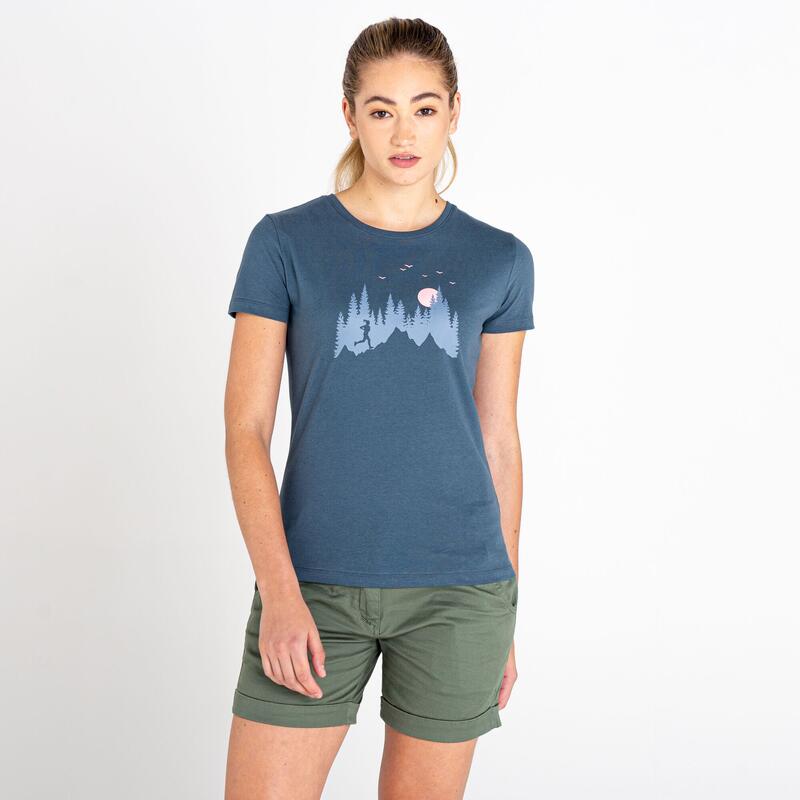 Peace of Mind Kurzärmeliges Fitness-T-Shirt für Damen - Blau