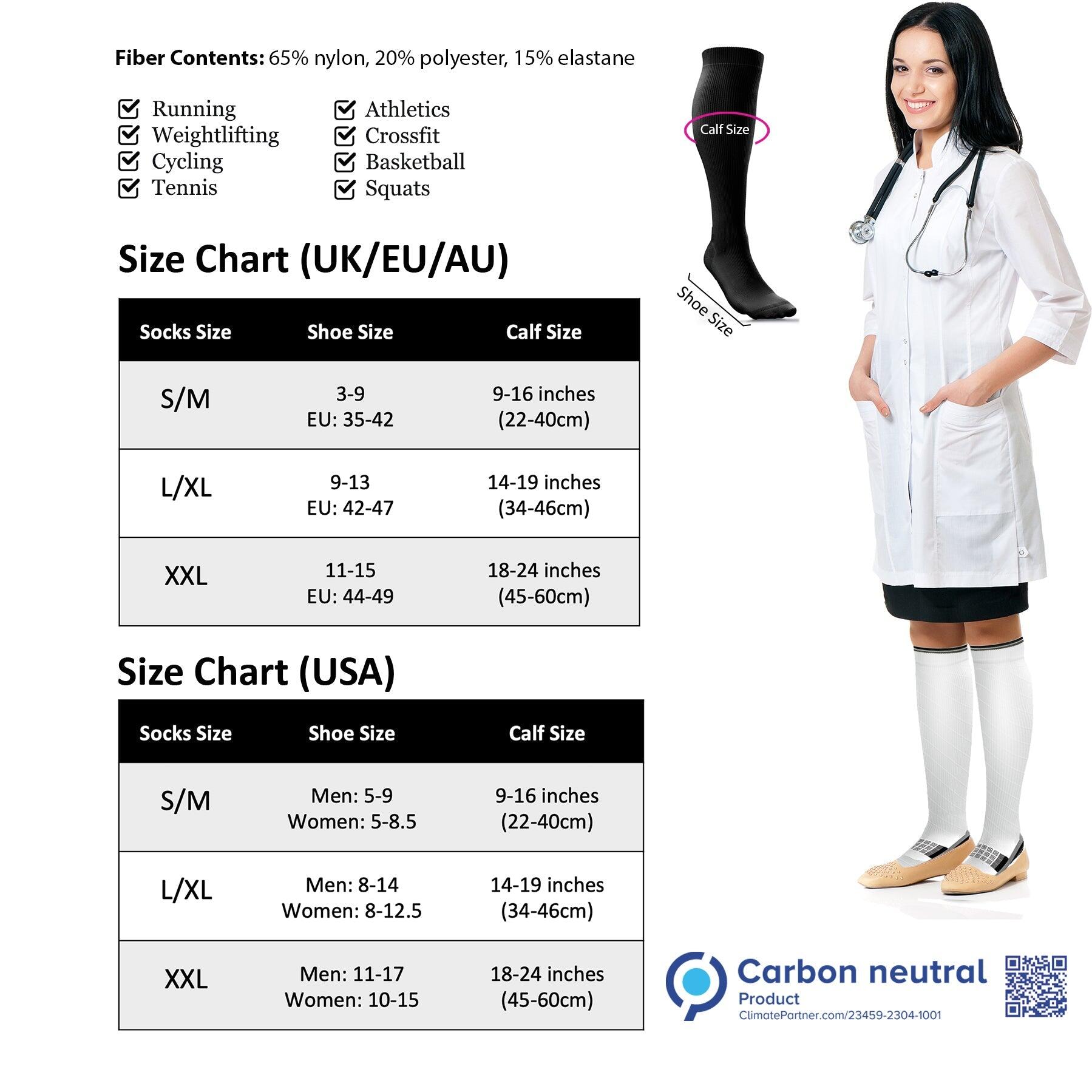 Compressiekousen voor dames en heren (20-30 mmHg) (zwart/marineblauw