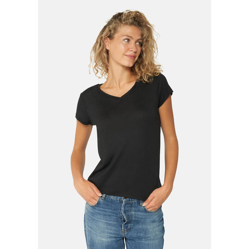 T-Shirt Basic V-Neck schwarz