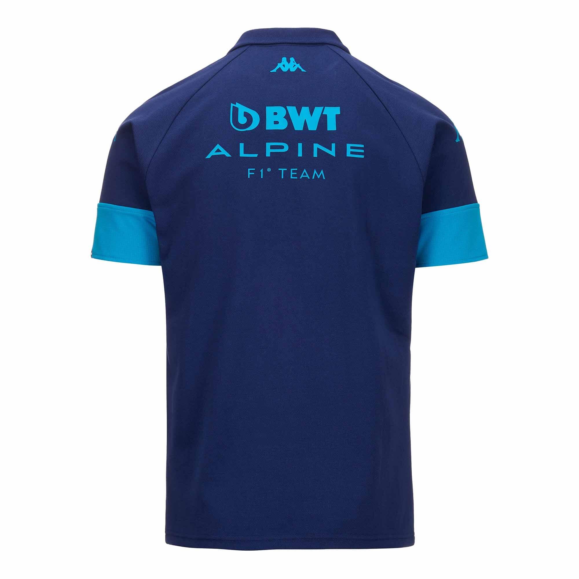 Polo da uomo in cotone blu da abbigliamento racing 7/7