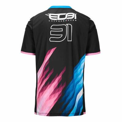T-shirt da uomo in poliestere nero da abbigliamento racing
