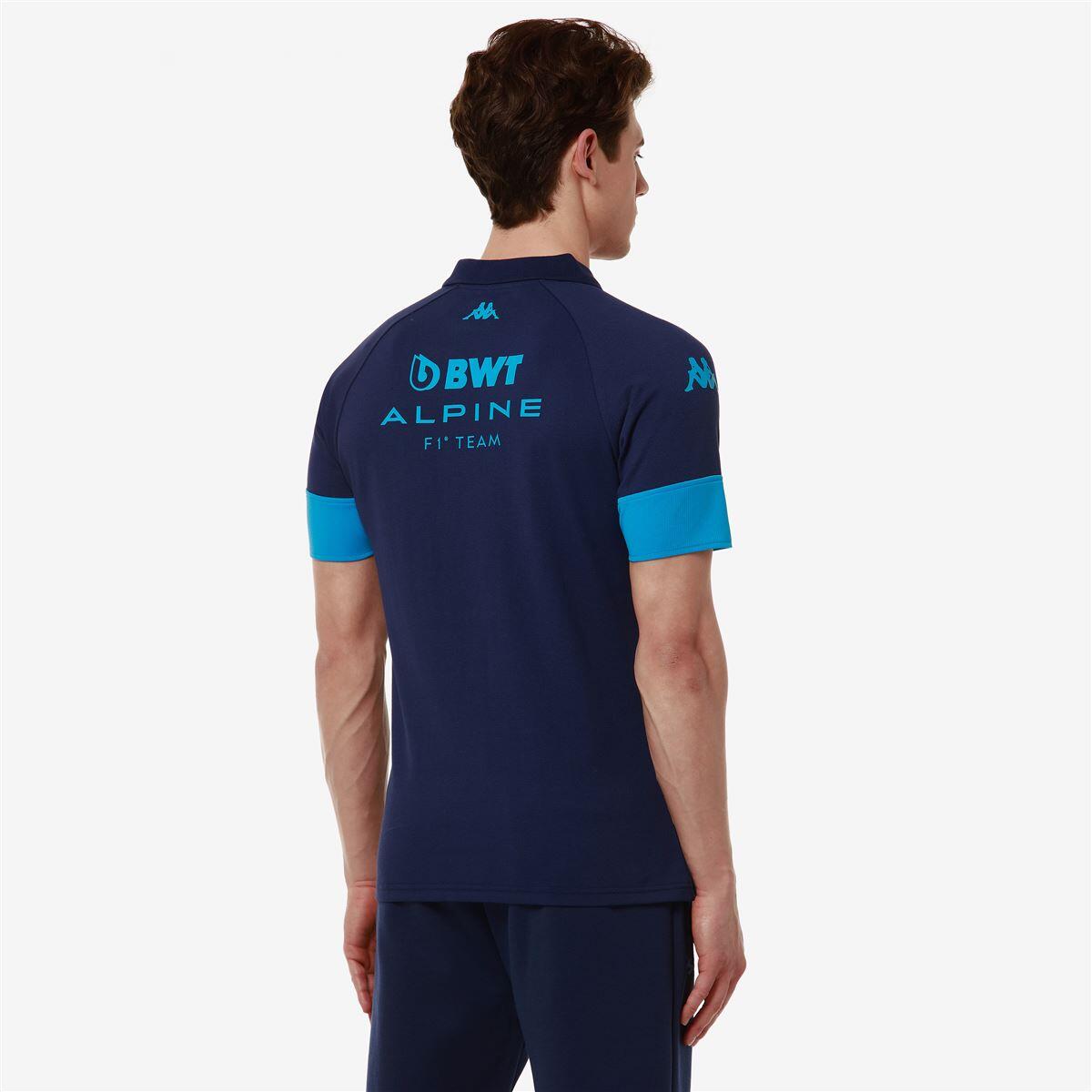 Polo da uomo in cotone blu da abbigliamento racing 4/7