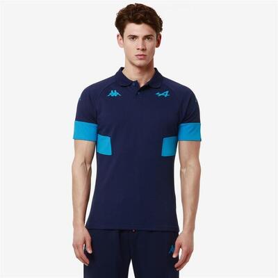 Polo da uomo in cotone blu da abbigliamento racing