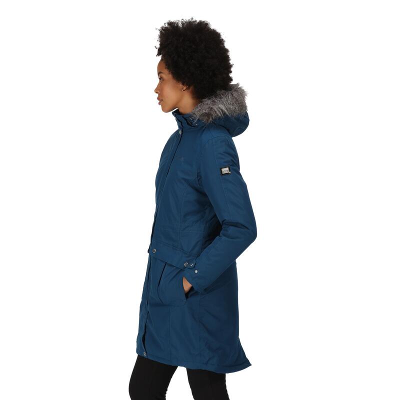 Lumexia III Knielange Parka Jacke für Damen zum Wandern - Mittelblau