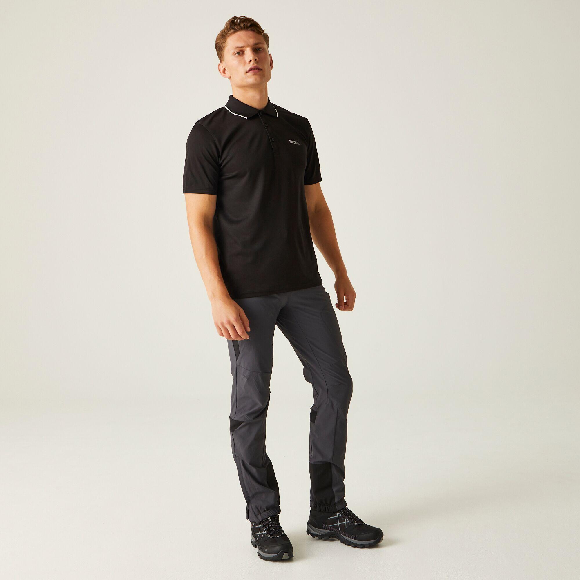Maverik V Men's Fitness Short Sleeve Polo Shirt - Black 3/7
