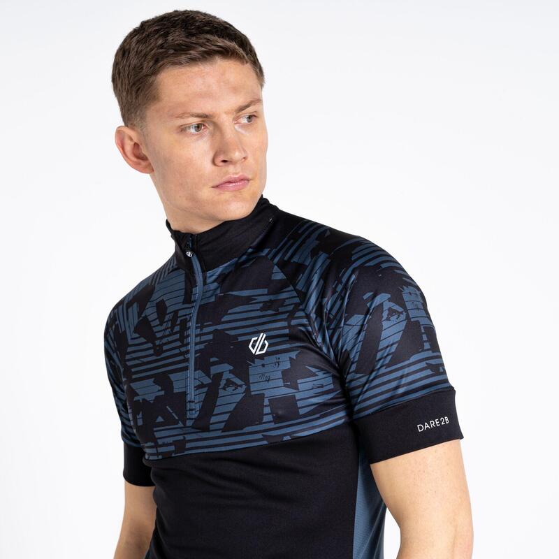 Stay The Course II T-shirt de cyclisme zippé à moitié pour homme - Noir
