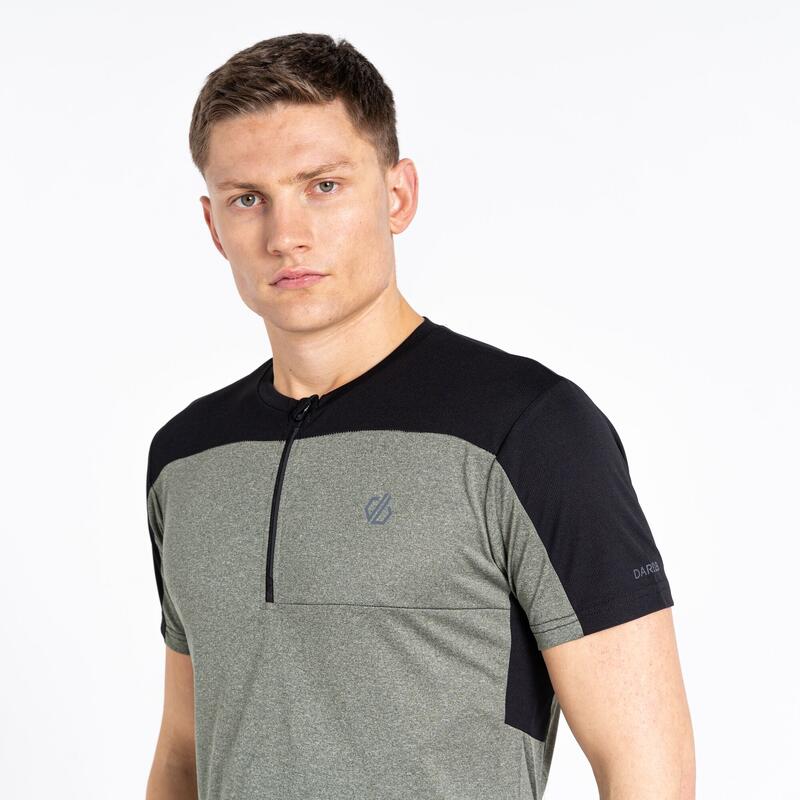 Aces III Fitness-T-shirt met halve rits voor heren - Groen