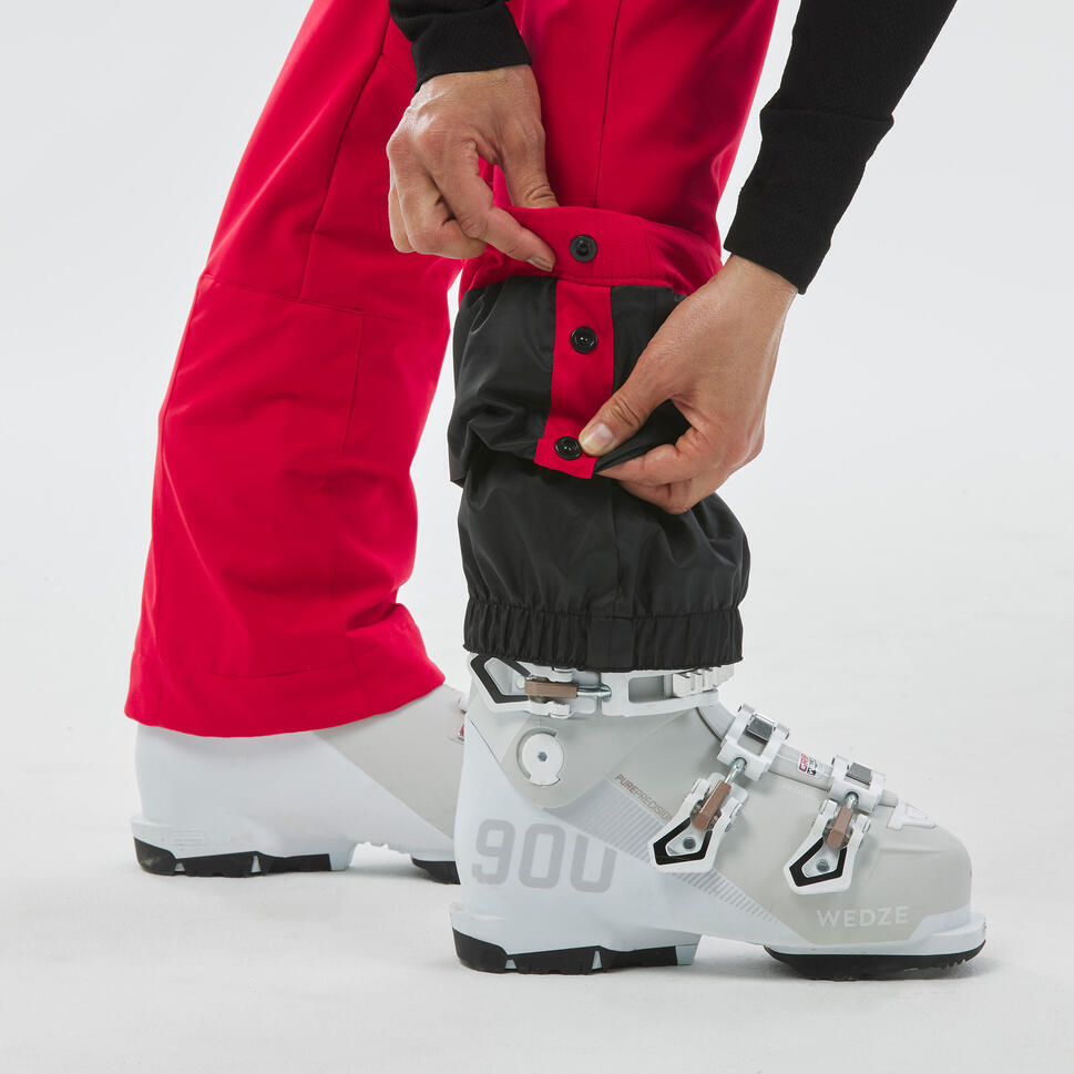 Refurbished Womens Ski Trousers 500 Slim - Red - A Grade 3/7