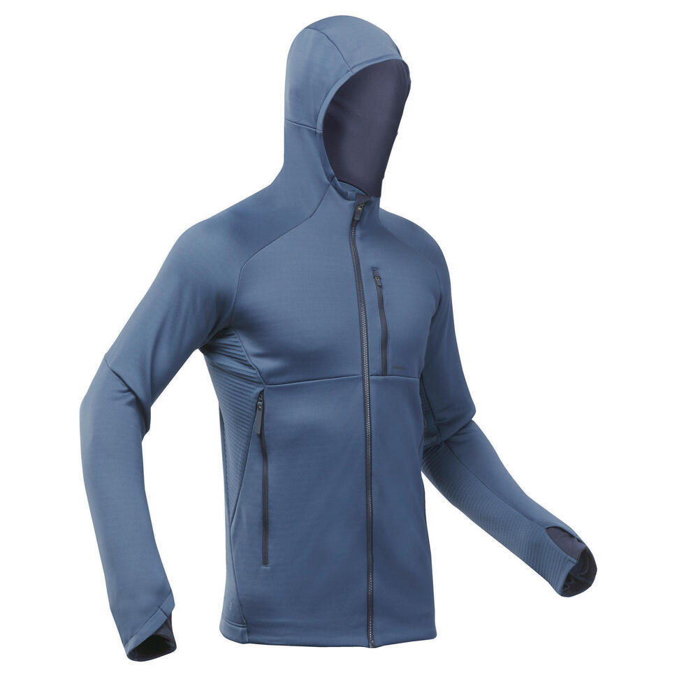 QUECHUA Refurbished Mens Hiking Fleece Jacket - MH520 Hood - B Grade