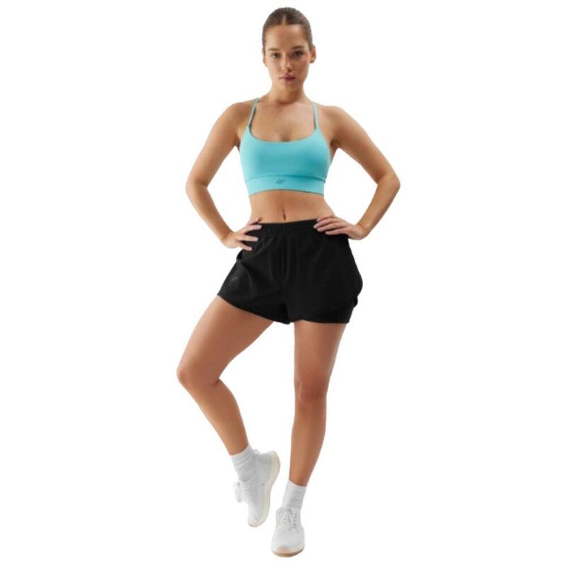 Calções de Fitness 2 em 1 Mulher 4F TFSHF497 Preto