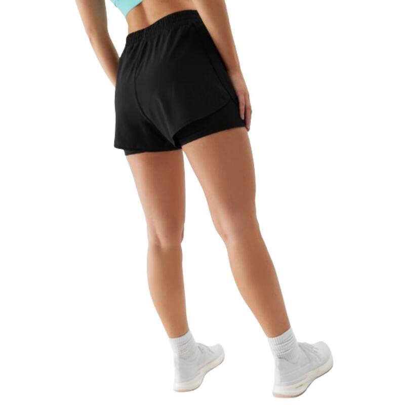 Calções de Fitness 2 em 1 Mulher 4F TFSHF497 Preto