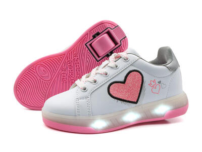 Scarpe con Ruote BREEZY ROLLERS LED 2195670 ragazza bianco/rosa