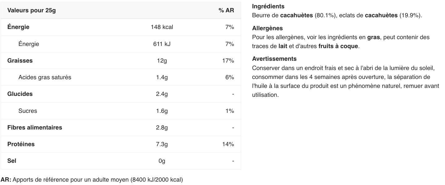 Beurre de cacahuète - Peanut Butter - Croustillant 400g 2/6