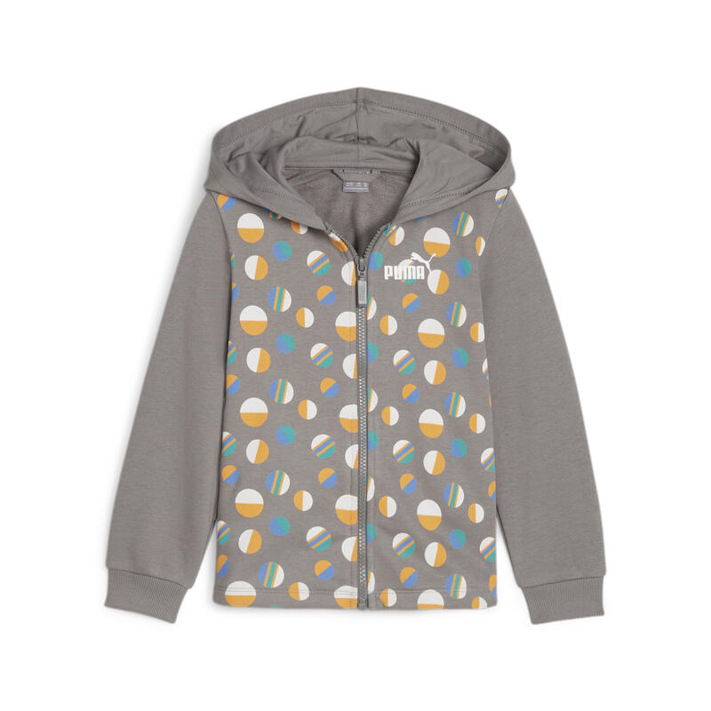 Felpa con cappuccio ESS+ SUMMER CAMP full-zip per bambini PUMA Cast Iron Gray