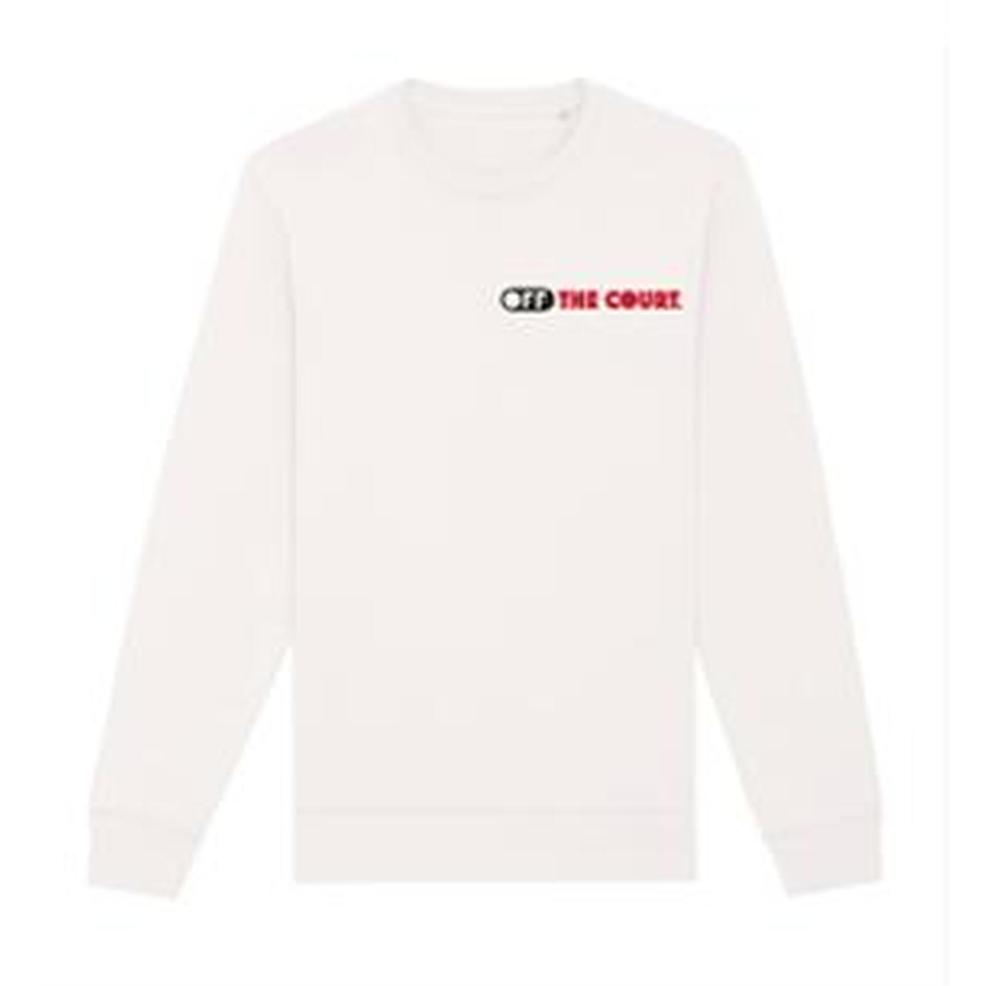 Sweater Padel Uniseks - Off The Court print, wit/rood/zwart