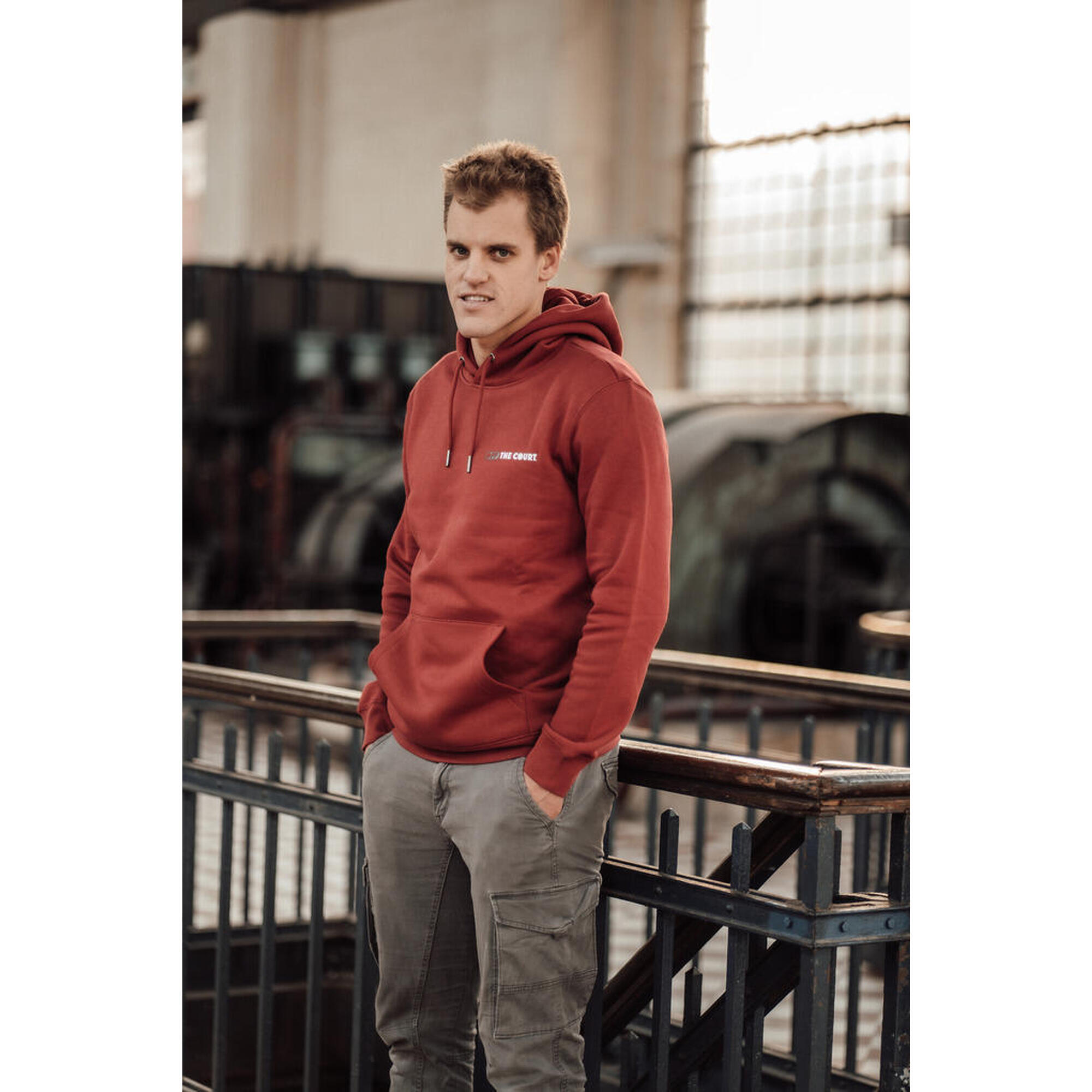 Hoodie Padel Uniseks - Off The Court print, rood/zwart/wit