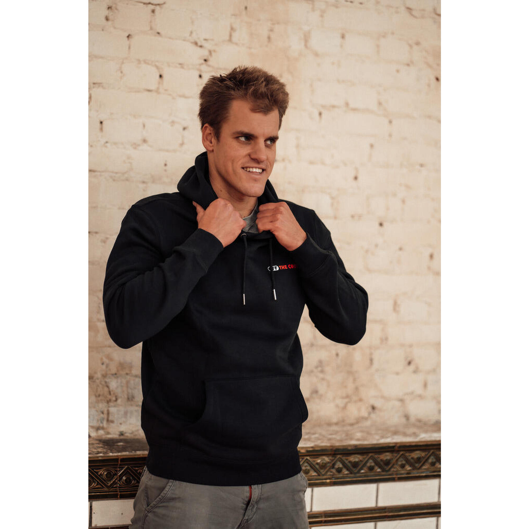 Hoodie Padel Uniseks - Off The Court print, zwart/rood/wit