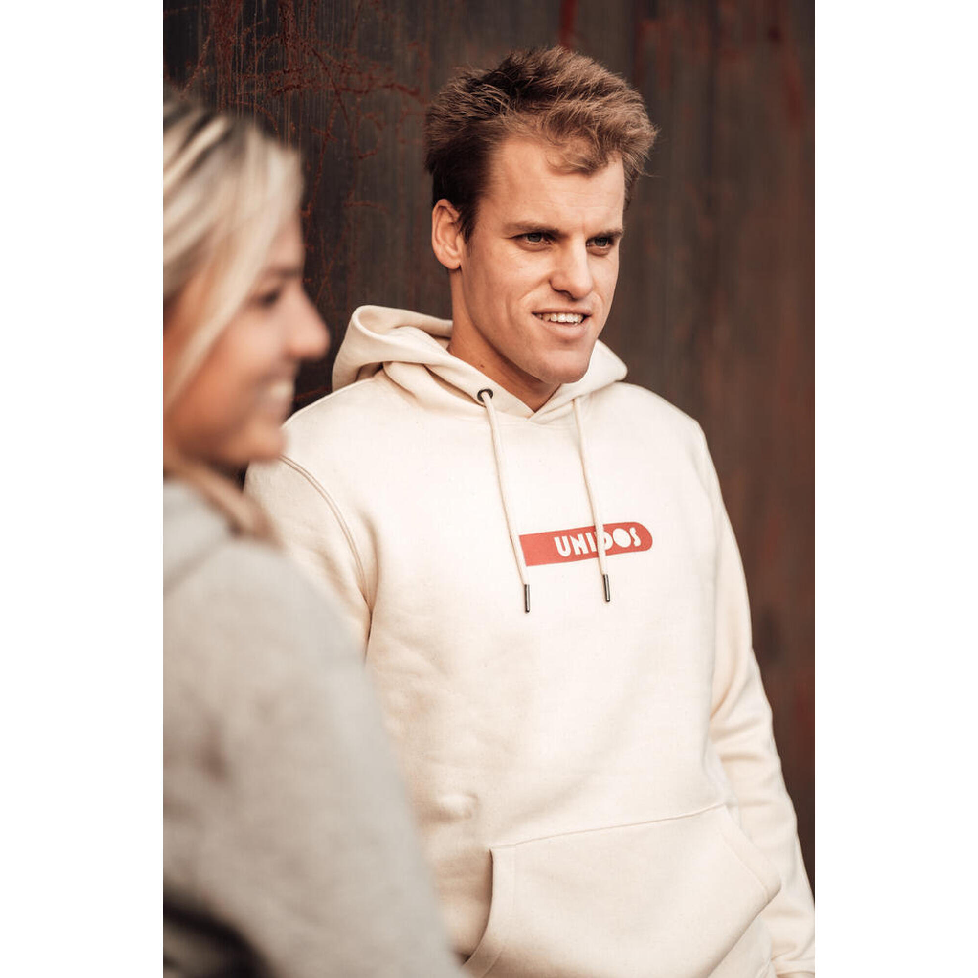 Hoodie Padel Unisexe - Iconic print, blanc/rouge