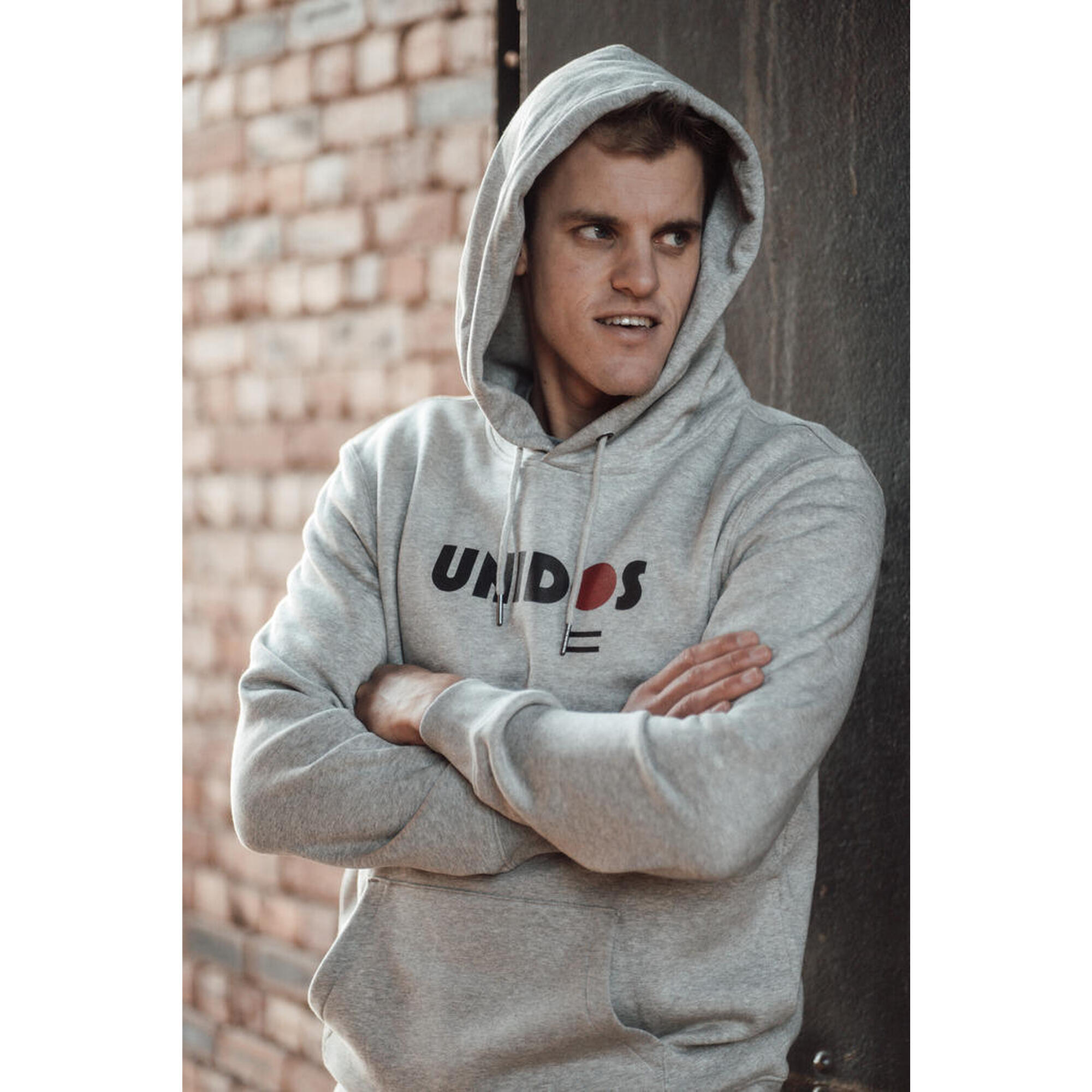 Hoodie Padel Unisexe - Bounce print, gris/noir/rouge