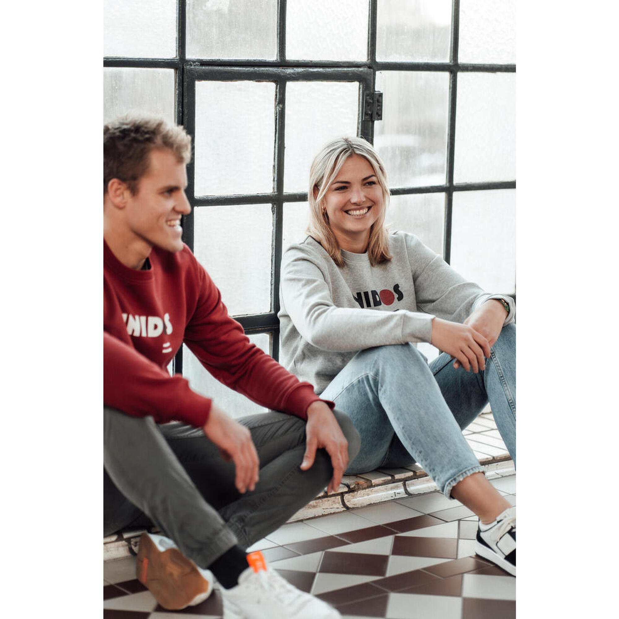 Sweater Padel Unisexe - Bounce print, gris/rouge/blanc