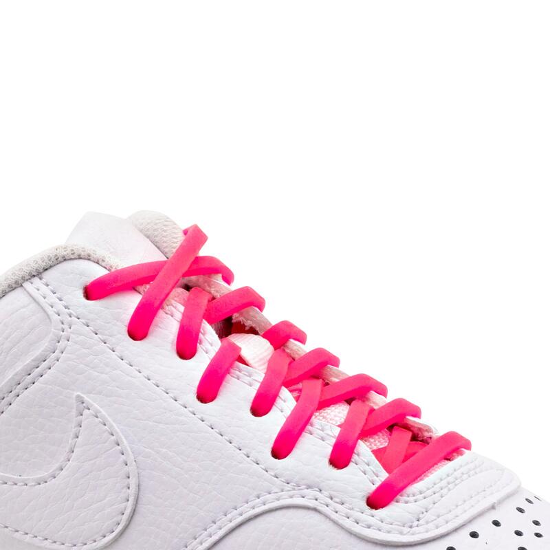 Lacets élastiques fins baskets/sneakers - silicone - rose fluo