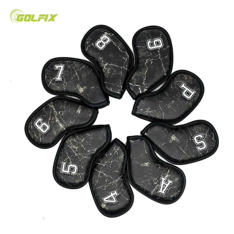 Golf Head Protective Cover Set For Iron Clubs (Set of 9 pieces) - Black