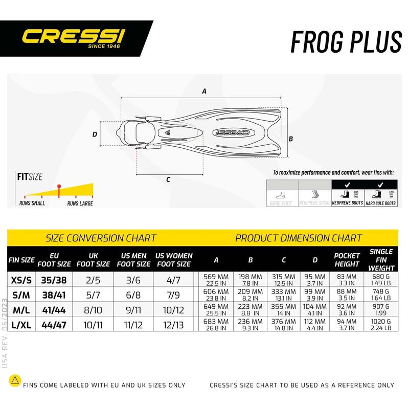 Frog Plus Fins Scuba Diving Fins - Yellow