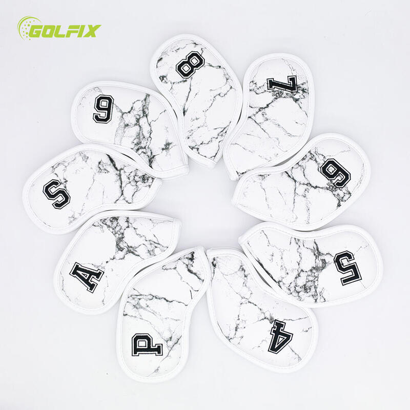 Golf Head Protective Cover Set For Iron Clubs (Set of 9 pieces) - White