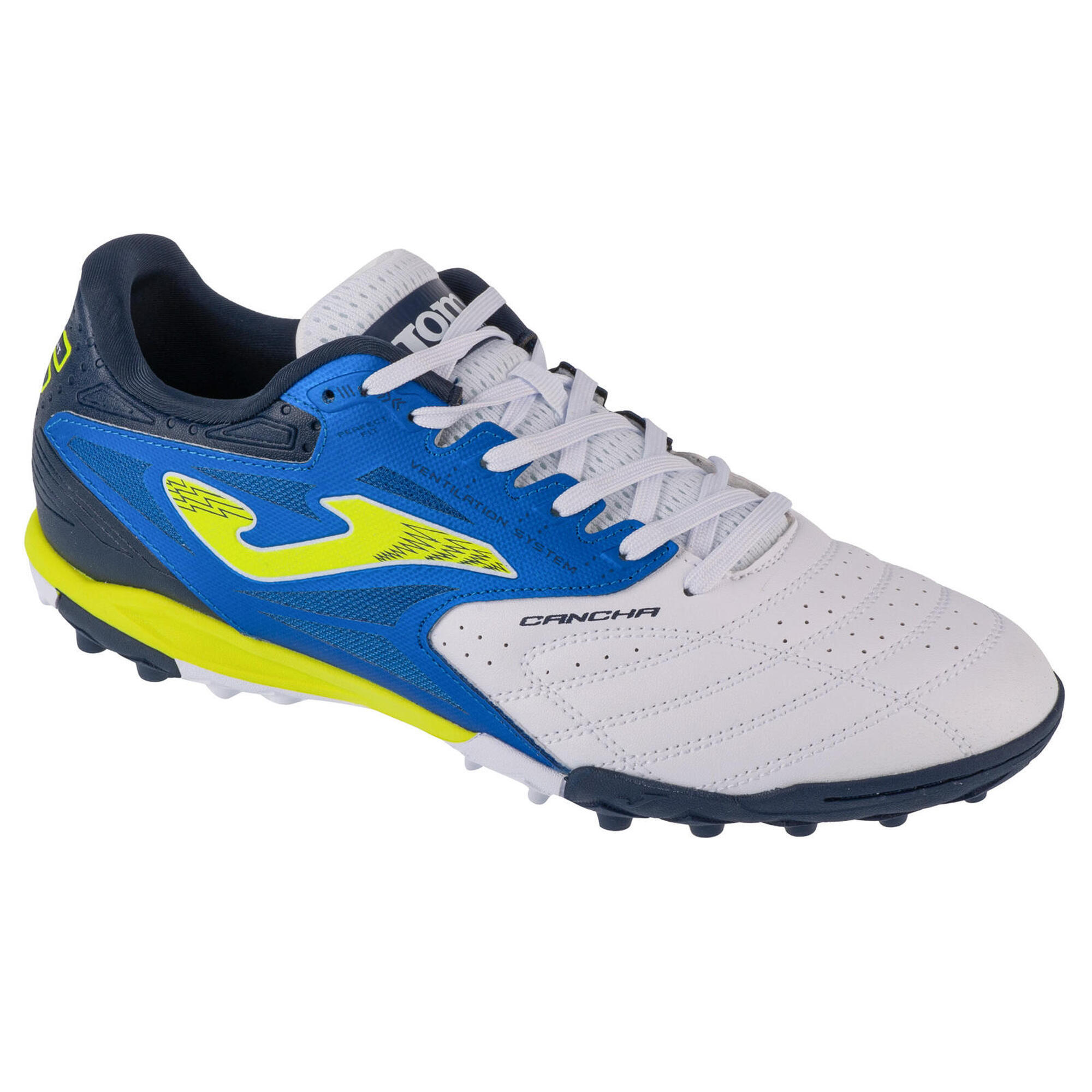 Joma - Chaussures De Football Pour Hommes Cancha 24 Tf Cans - Chaussures De Football - Blanc|bleu - 46 - Decathlon