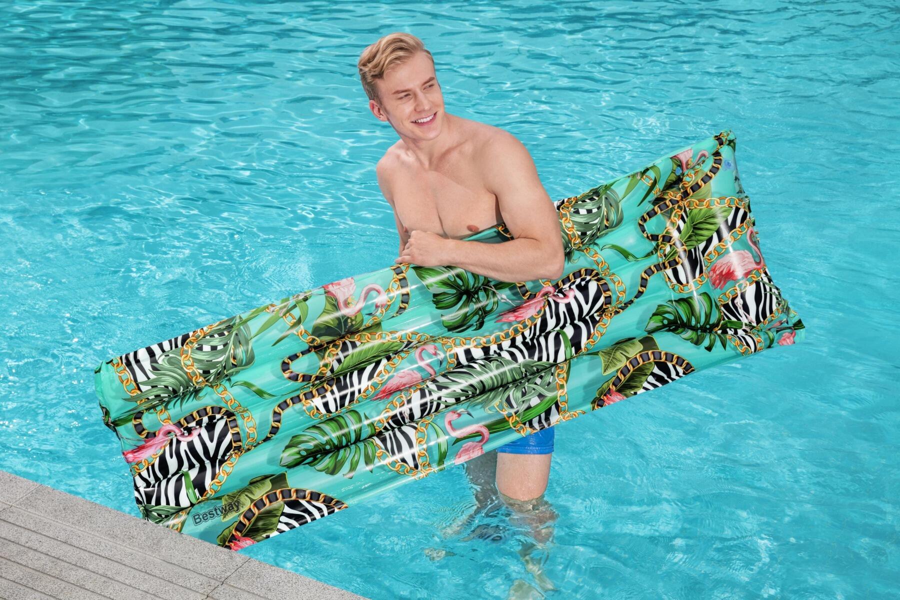 Colchoneta Inflável Fantasia Floral 183x69 cm para Praia e Piscina 4/7