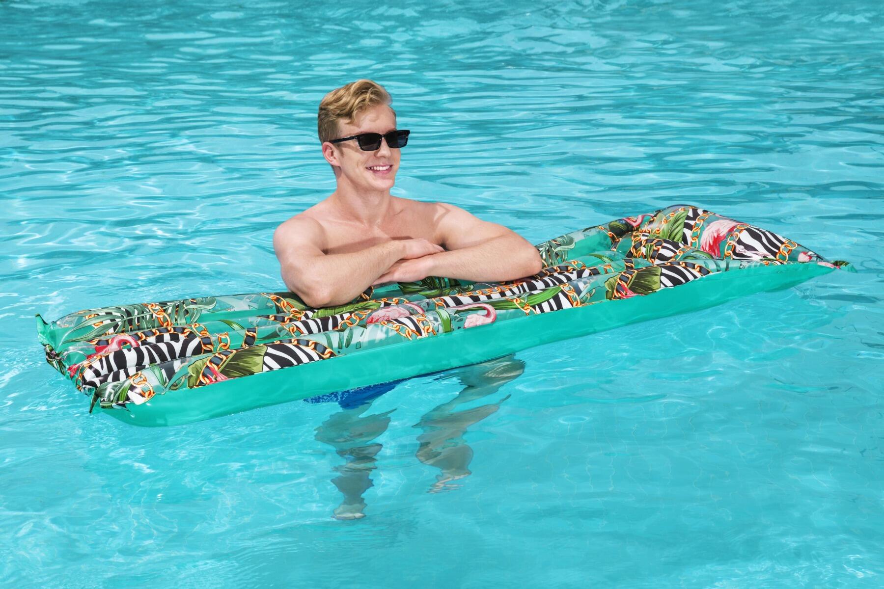 Colchoneta Inflável Fantasia Floral 183x69 cm para Praia e Piscina 2/7