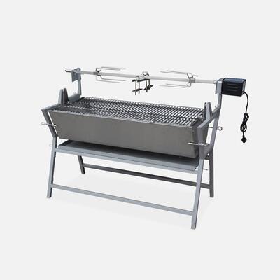 Girarrosto a carbonella con spiedo elettrico Grigio