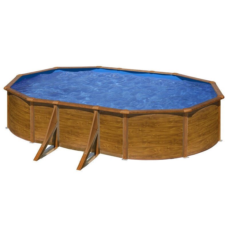 Piscina Desmontável oval 500x300cm e altura 120cm em aço madeira GRE Pacific