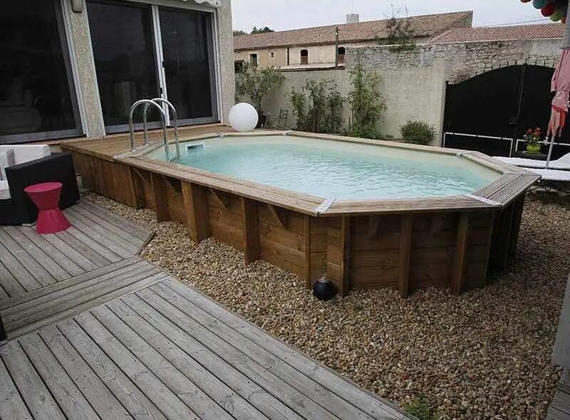 Piscine bois Océa 5,50 x 3,55 x 1,20 m - Liner beige 4/5