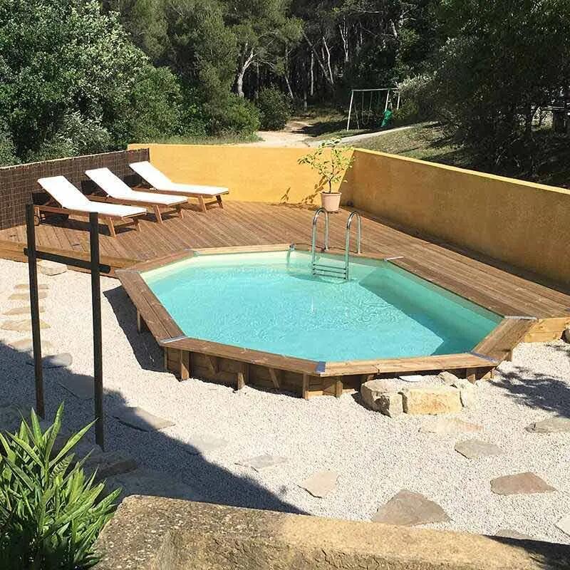 Piscine bois Océa 5,50 x 3,55 x 1,20 m - Liner beige 2/5