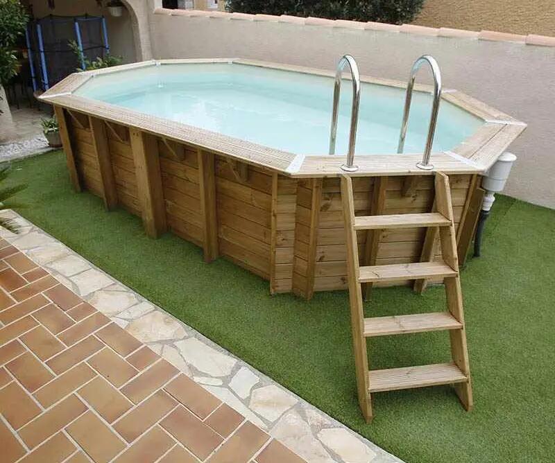 Piscine bois Océa 5,50 x 3,55 x 1,20 m - Liner beige 5/5